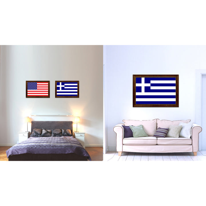 Greece Country Flag Canvas Print with Picture Frame  Gifts Wall Image 2