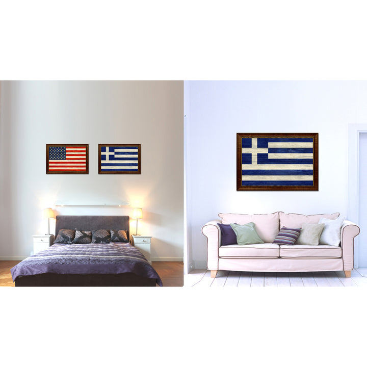 Greece Country Flag Texture Canvas Print with Custom Frame  Gift Ideas Wall Decoration Image 2