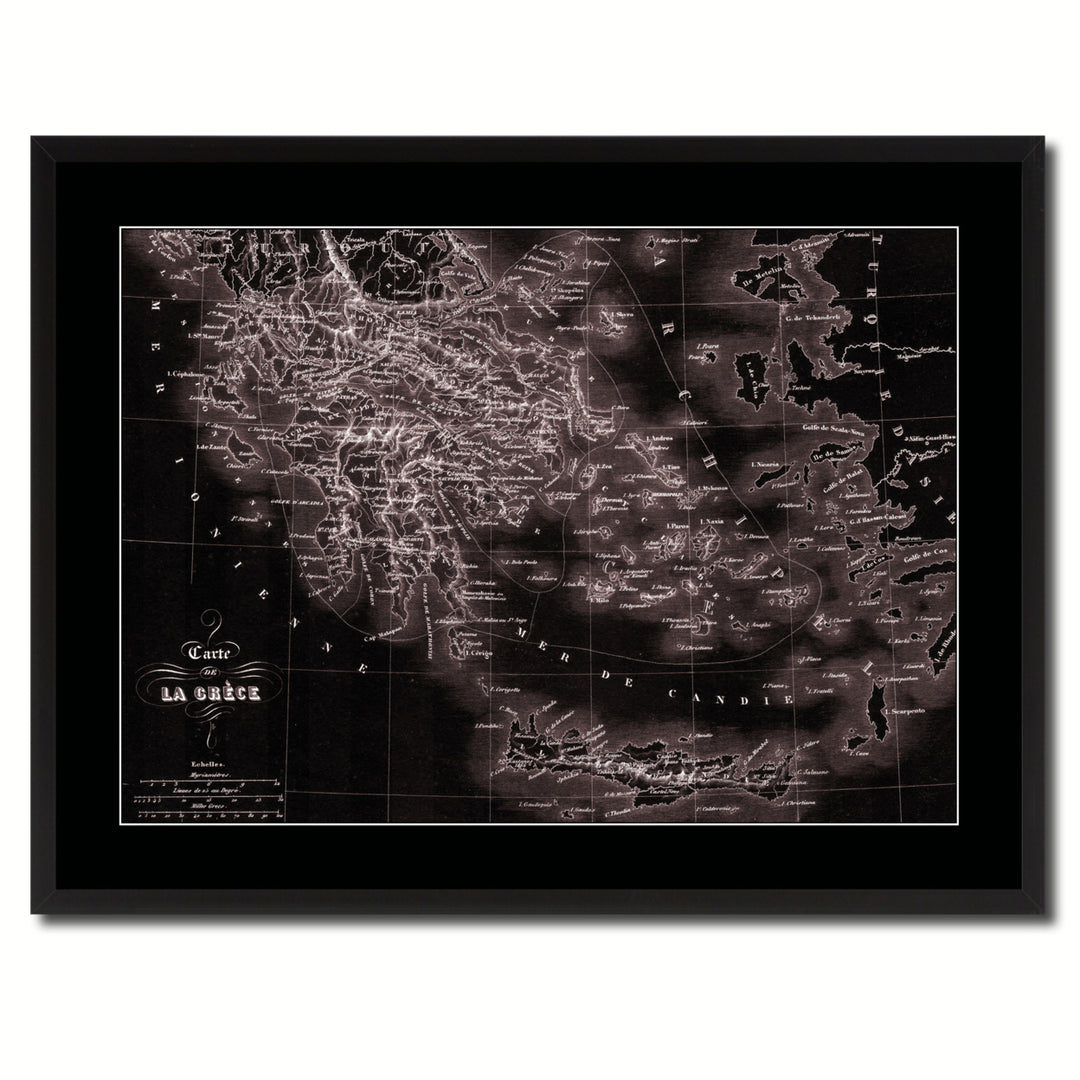 Greece Vintage Vivid Sepia Map Canvas Print with Picture Frame  Wall Art Decoration Gifts Image 3