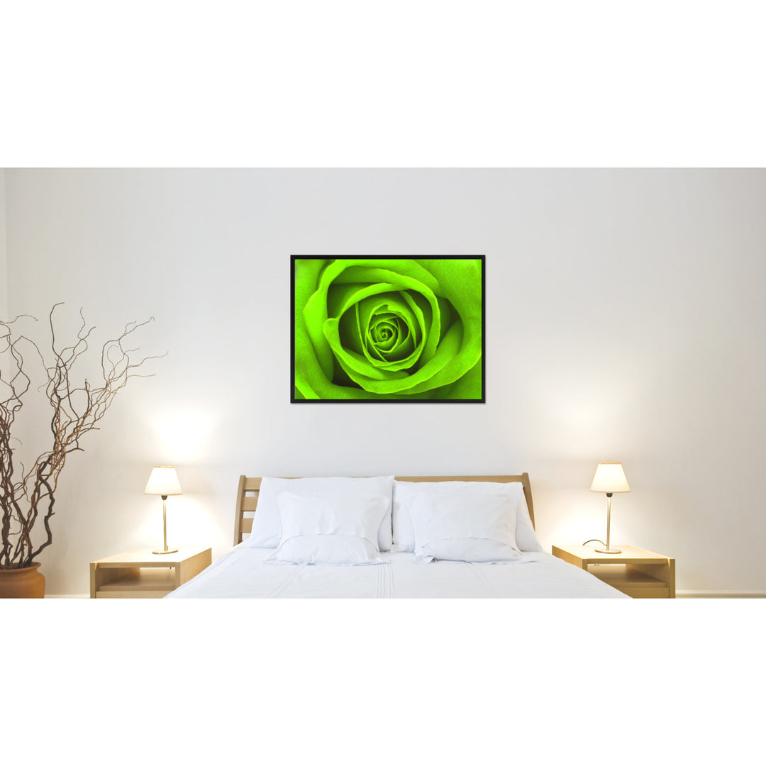 Green Rose Flower Framed Canvas Print  Wall Art Image 2