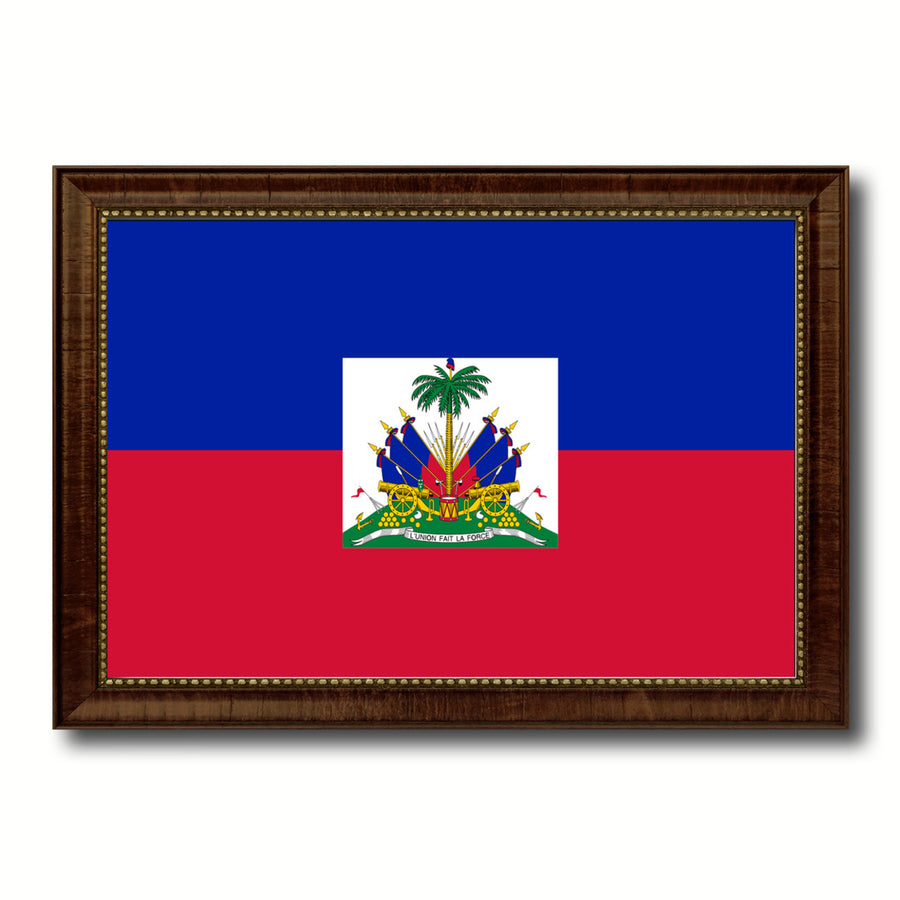 Haiti Country Flag Canvas Print with Picture Frame  Gifts Wall Image 1