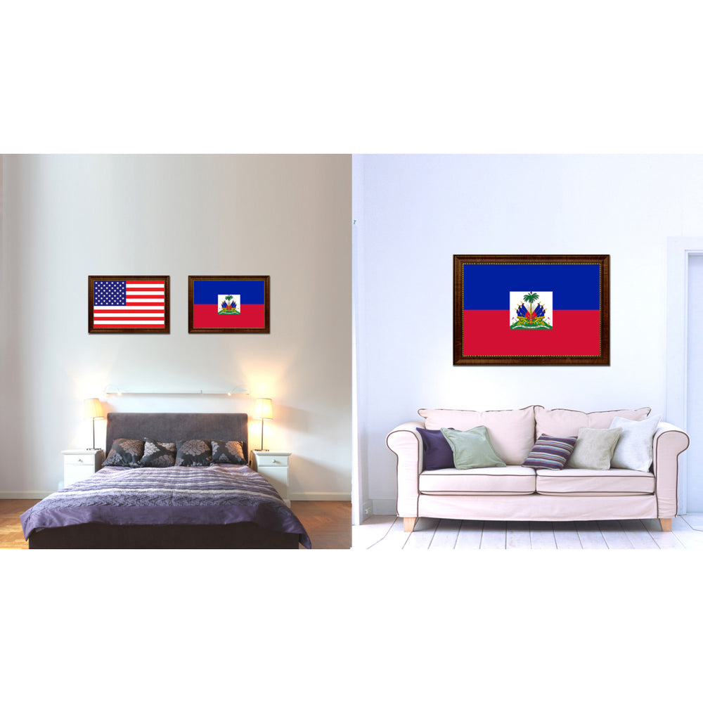 Haiti Country Flag Canvas Print with Picture Frame  Gifts Wall Image 2