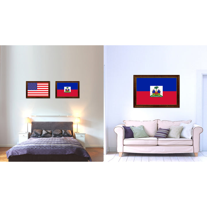 Haiti Country Flag Canvas Print with Picture Frame  Gifts Wall Image 2