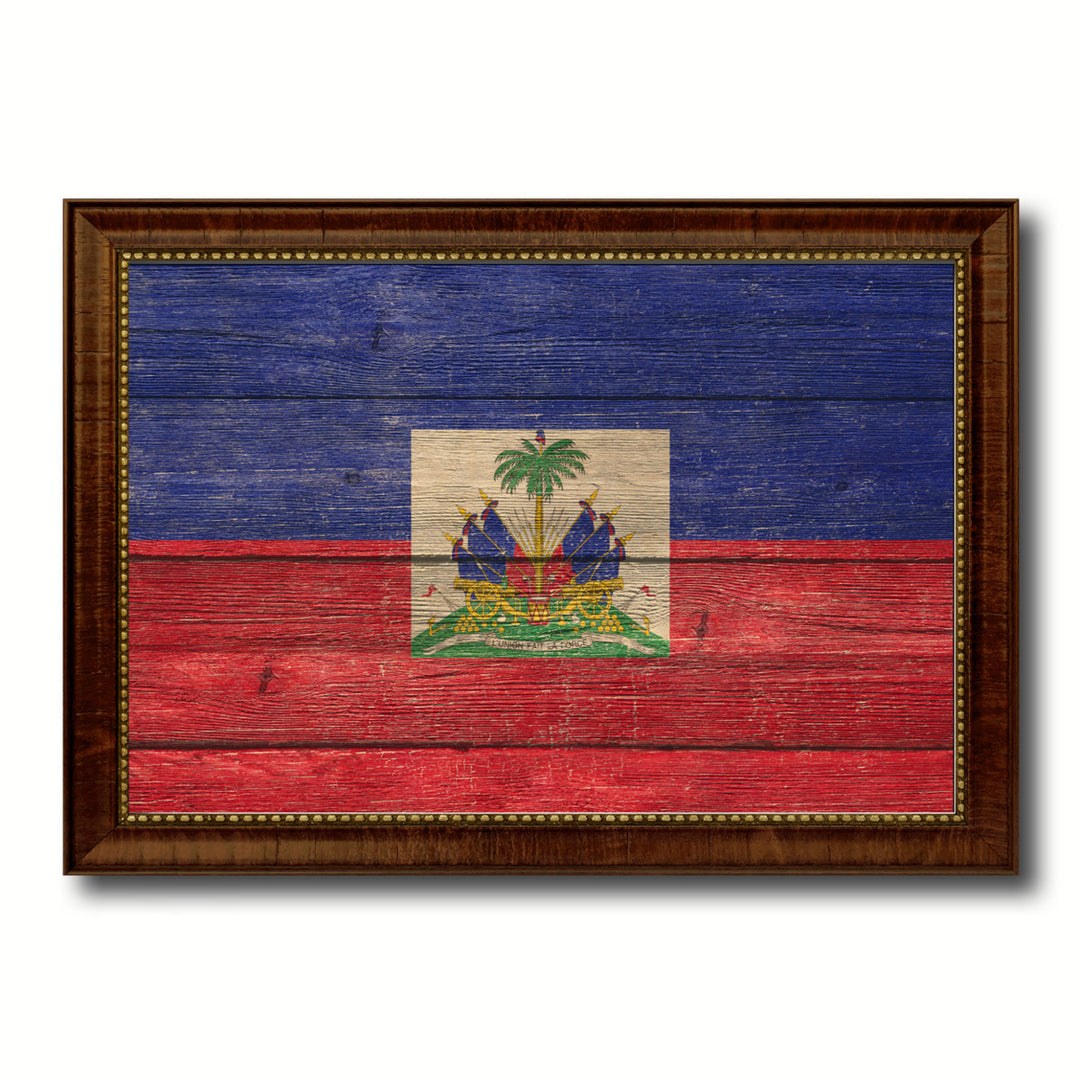 Haiti Country Flag Texture Canvas Print with Custom Frame  Gift Ideas Wall Decoration Image 1