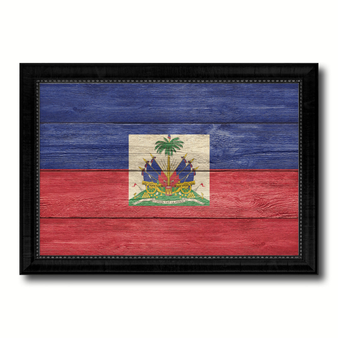 Haiti Country Flag Texture Canvas Print with Picture Frame  Wall Art Gift Ideas Image 1