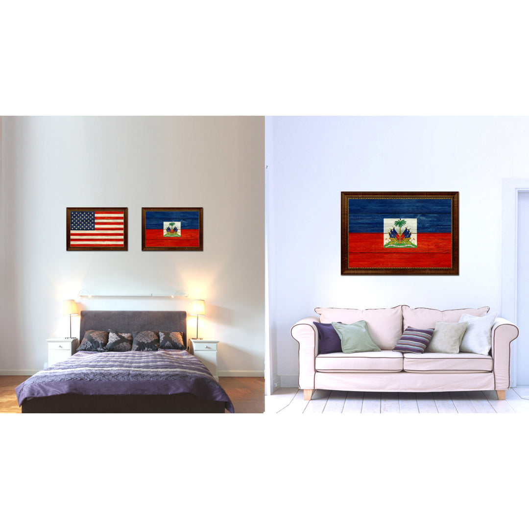 Haiti Country Flag Texture Canvas Print with Custom Frame  Gift Ideas Wall Decoration Image 2