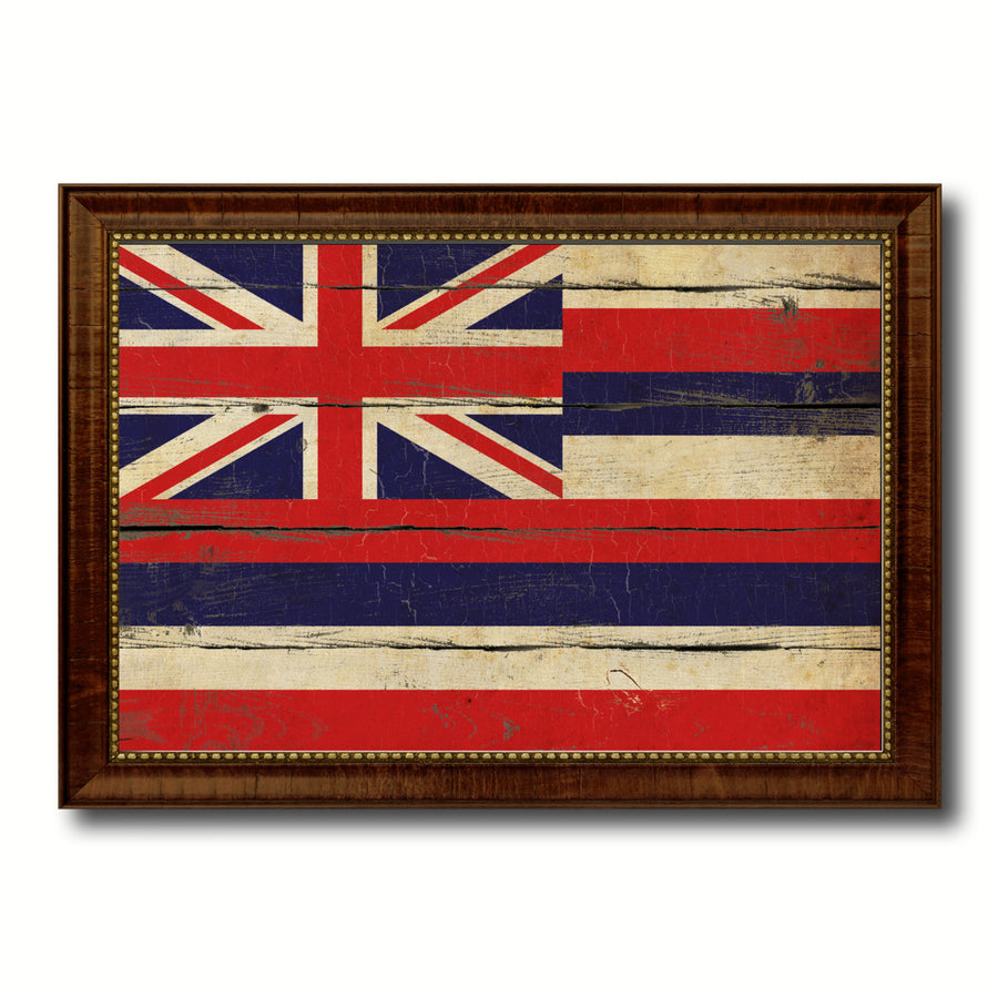 Hawaii Vintage Flag Canvas Print with Picture Frame Gift Ideas  Wall Art Decoration Image 1