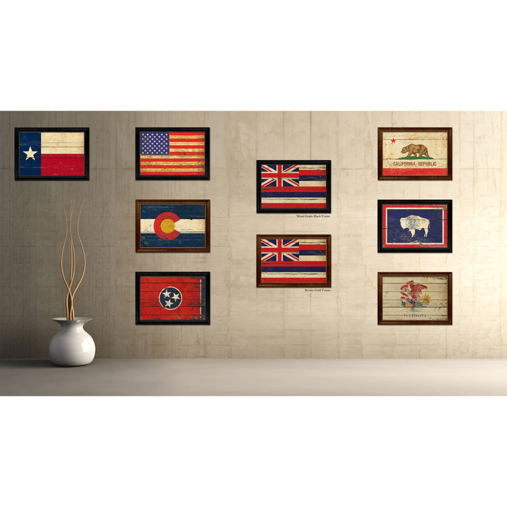 Hawaii Vintage Flag Canvas Print with Picture Frame Gift Ideas  Wall Art Decoration Image 3