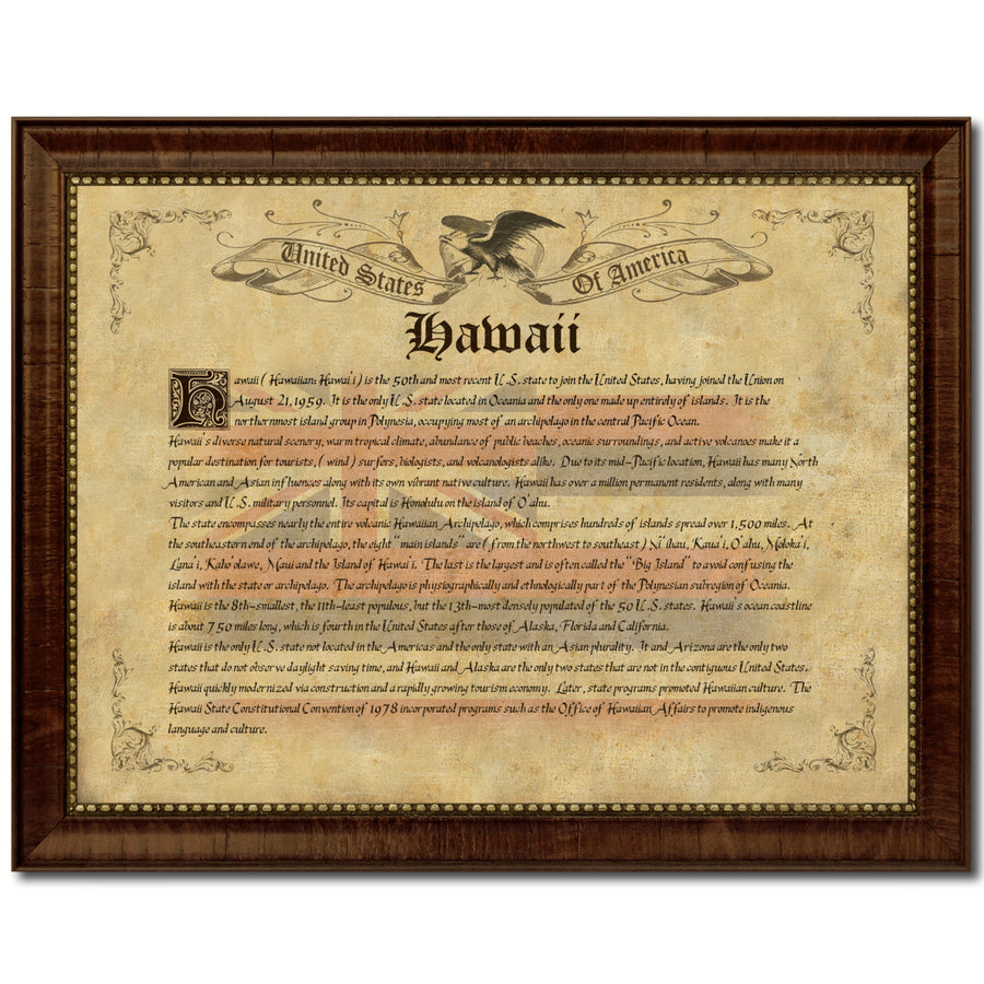 Hawaii State Vintage History Flag Canvas Print with Picture Frame  Wall Art Decoration Gift Ideas Image 1