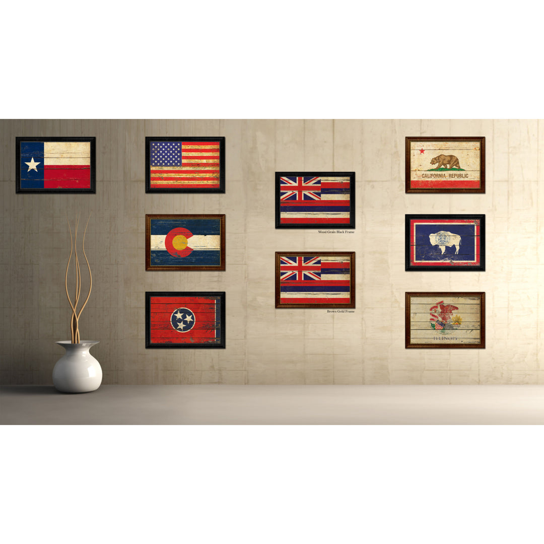 Hawaii Vintage Flag Canvas Print with Picture Frame  Wall Art Gift Image 3