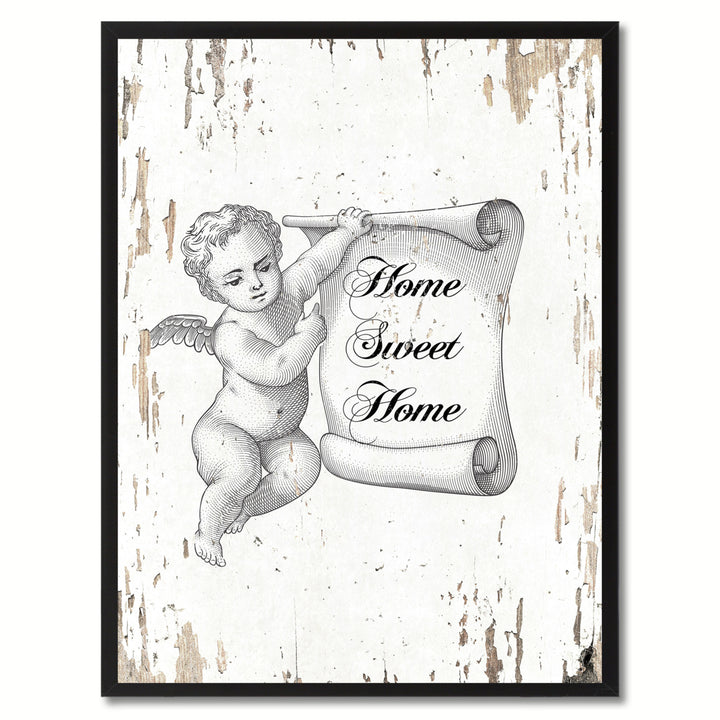 Home Sweet Home Saying Canvas Print with Black Picture Frame  Wall Art Gifts 120076 Image 1