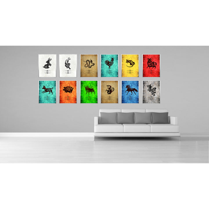 Horse Chinese Zodiac Canvas Print with Black Picture Frame  Wall Art Gift Image 3