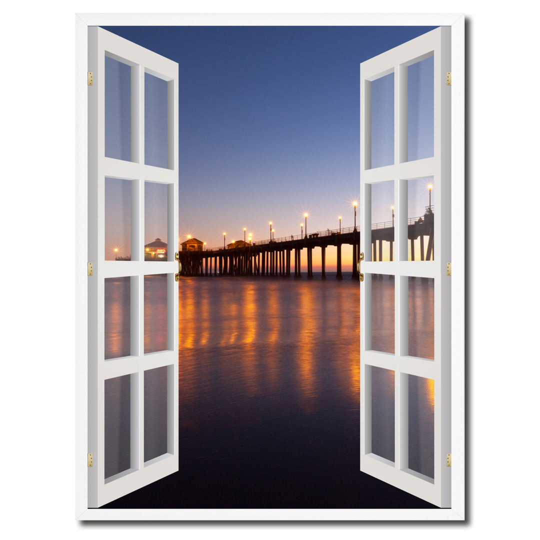 Huntington Beach California Picture 3D French Window Canvas Print Gifts  Wall Frames Image 1