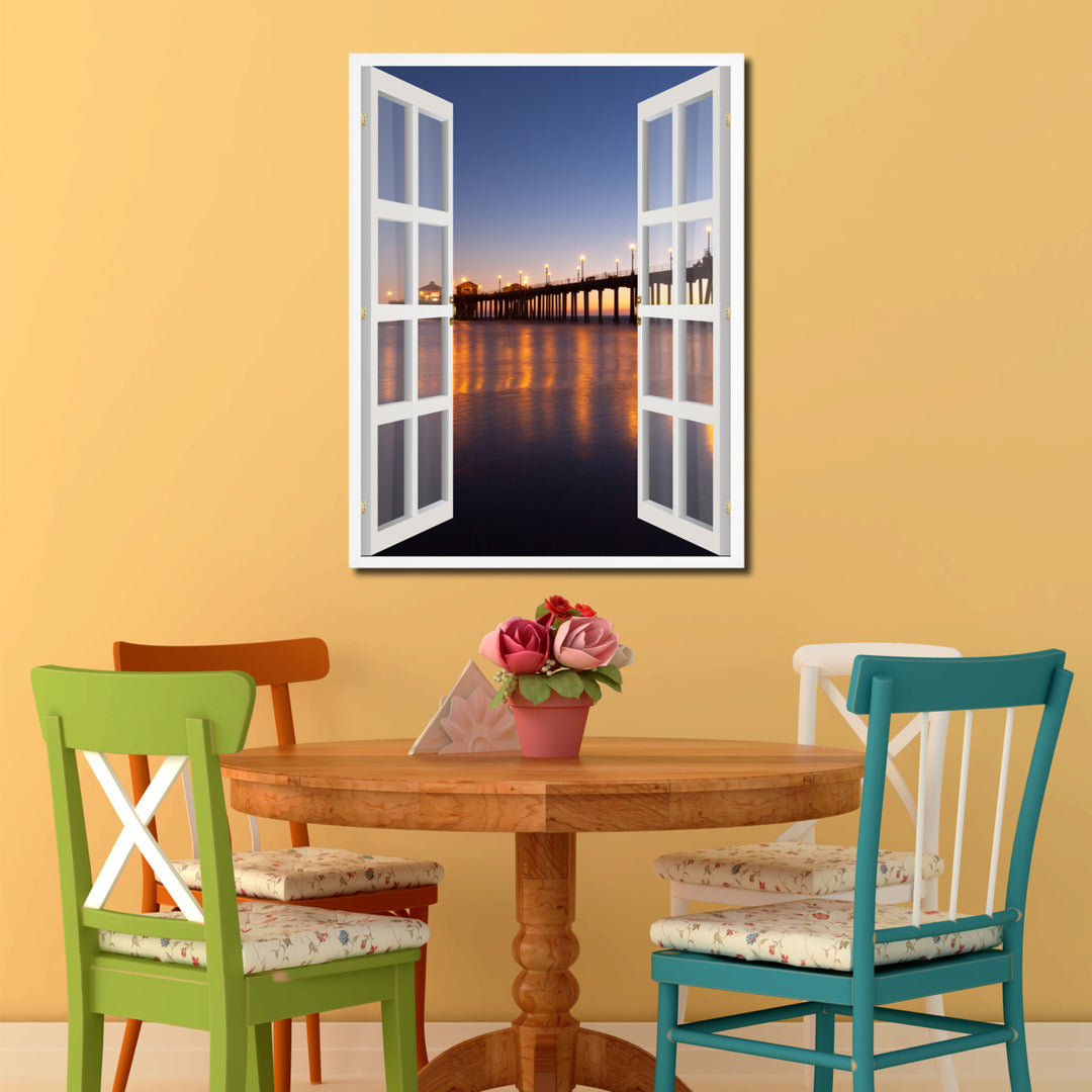 Huntington Beach California Picture 3D French Window Canvas Print Gifts  Wall Frames Image 2