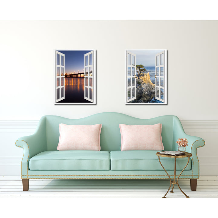 Huntington Beach California Picture 3D French Window Canvas Print Gifts  Wall Frames Image 3