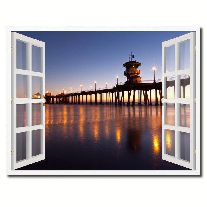 Huntington Beach California Picture 3D French Window Canvas Print  Wall Frames Image 1