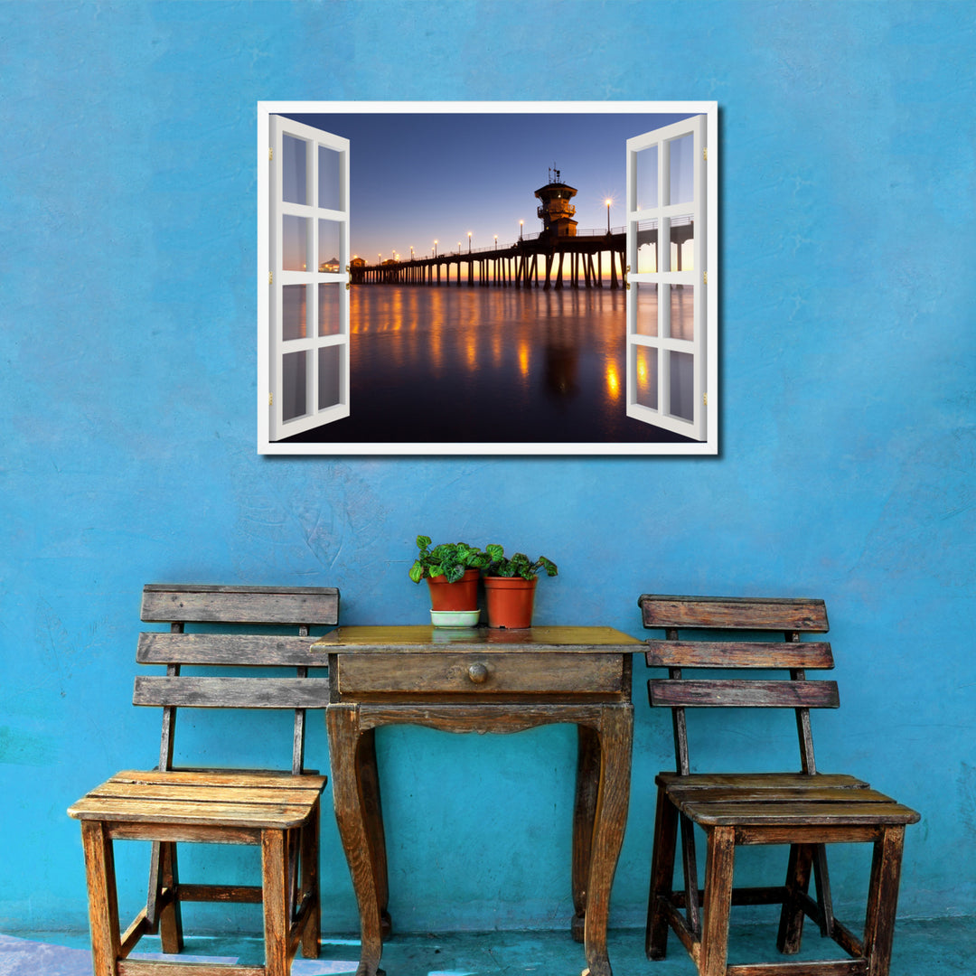 Huntington Beach California Picture 3D French Window Canvas Print  Wall Frames Image 2
