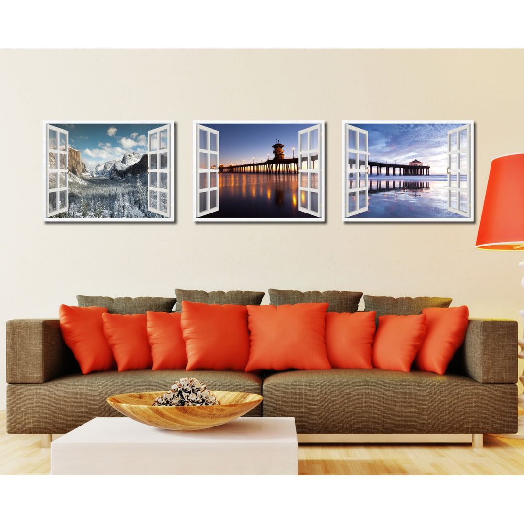 Huntington Beach California Picture 3D French Window Canvas Print  Wall Frames Image 3