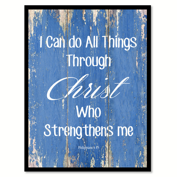 I Can Do All Things Through Christ - Philippians 4:13 Saying Canvas Print with Picture Frame  Wall Art Gifts Image 1