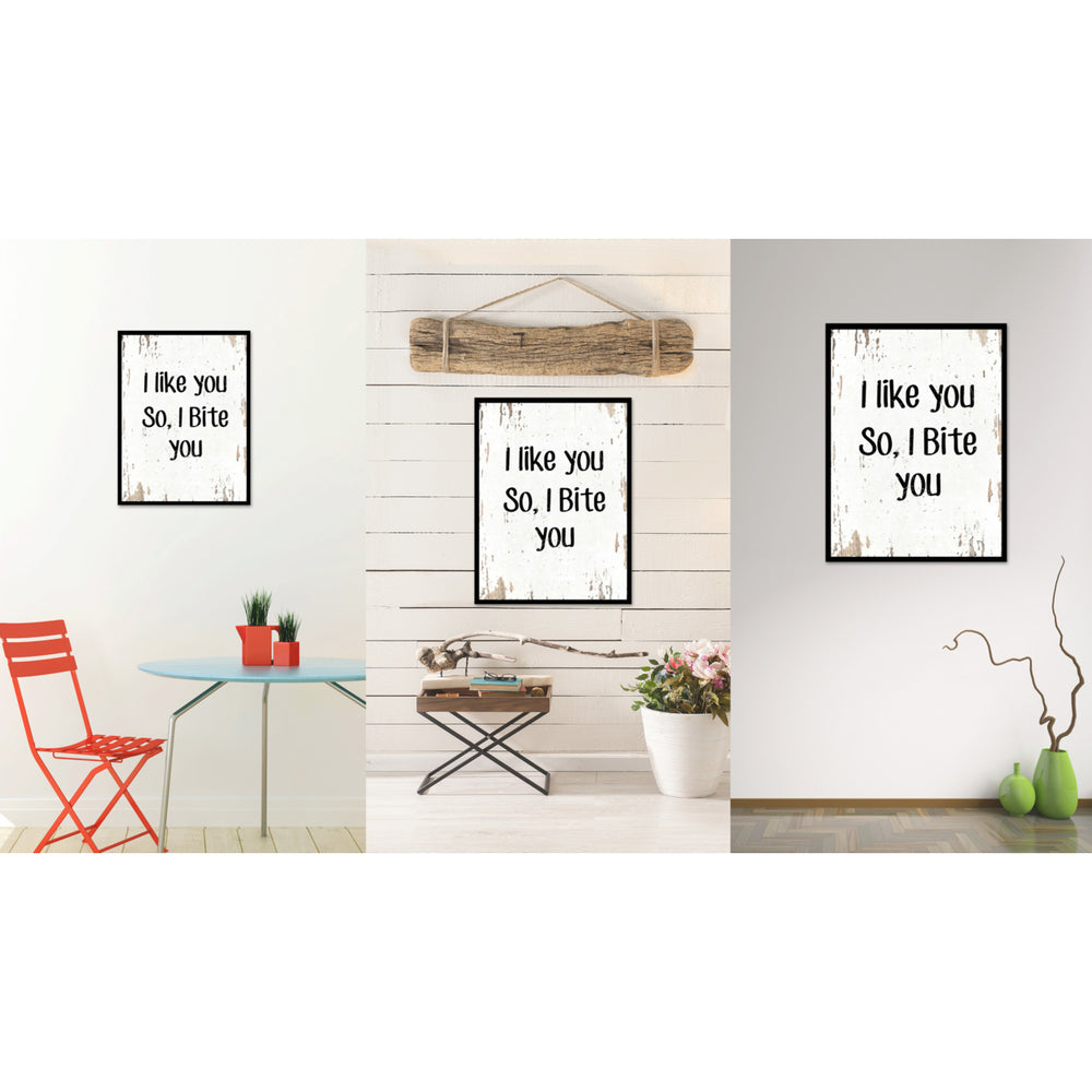 I Like You So I Bite You Funny Quote Saying Canvas Print with Picture Frame Gift Ideas  Wall Art 111526 Image 2