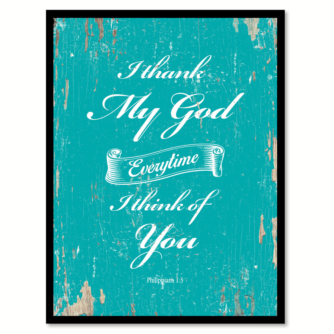 I Thank My God Quote Saying Canvas Print with Picture Frame Gift Ideas  Wall Art 111527 Image 1