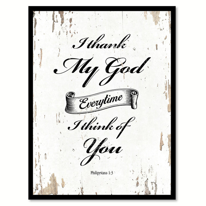 I Thank My God Quote Saying Canvas Print with Picture Frame Gift Ideas  Wall Art 111530 Image 1
