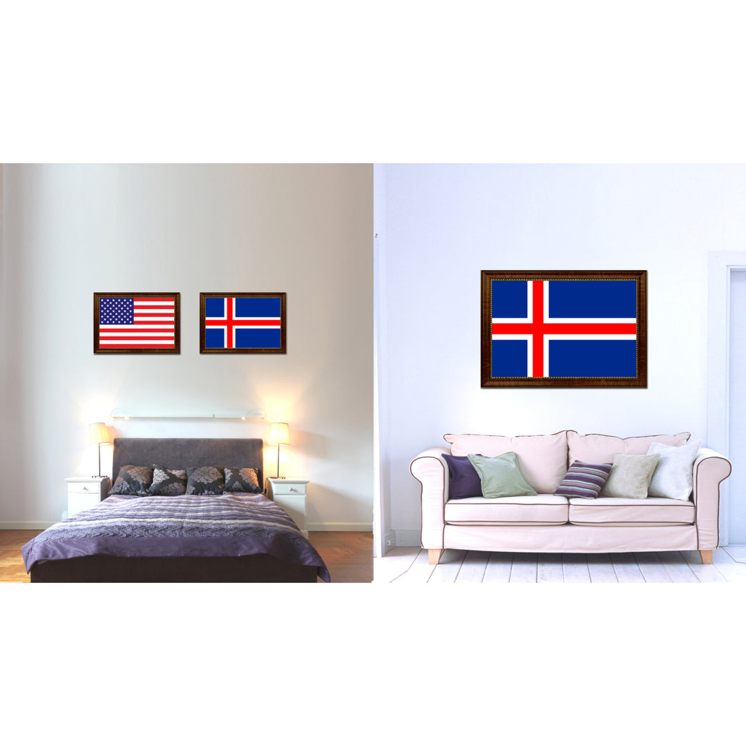 Iceland Country Flag Canvas Print with Picture Frame  Gifts Wall Image 2