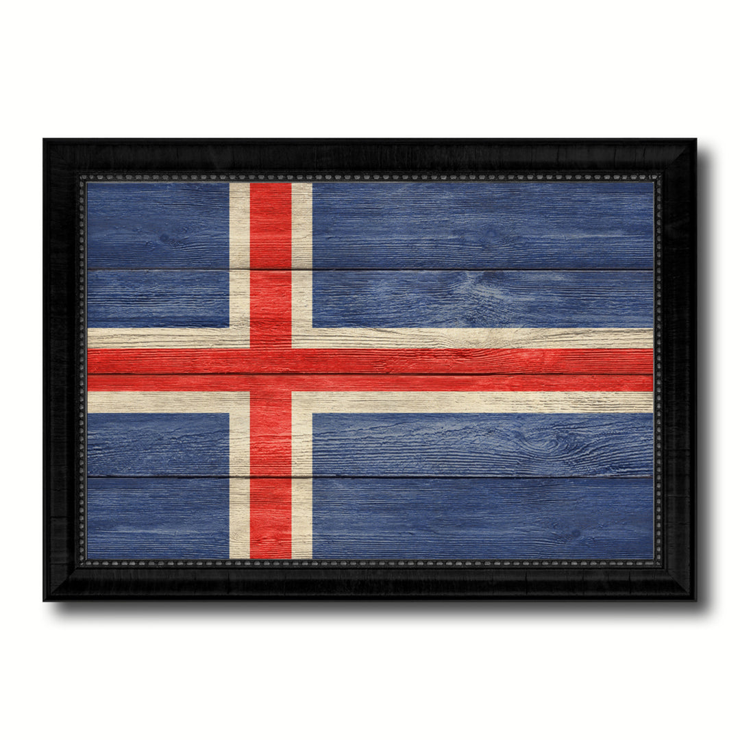 Iceland Country Flag Texture Canvas Print with Picture Frame  Wall Art Gift Ideas Image 1