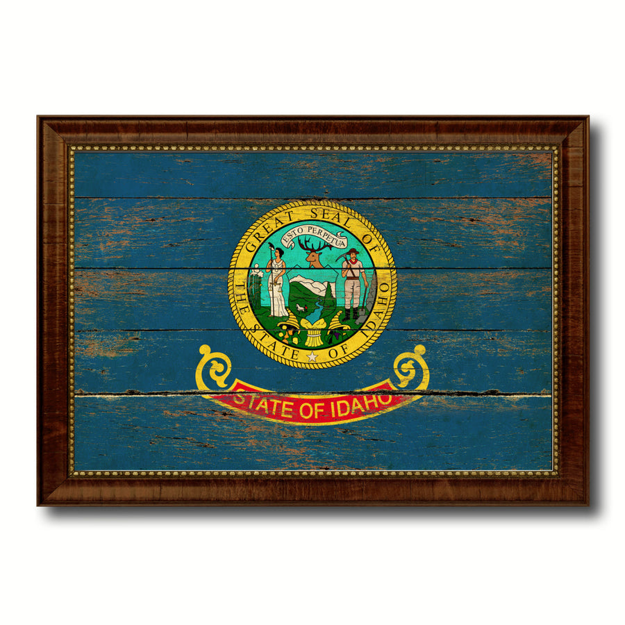 Idaho Vintage Flag Canvas Print with Picture Frame Gift Ideas  Wall Art Decoration Image 1