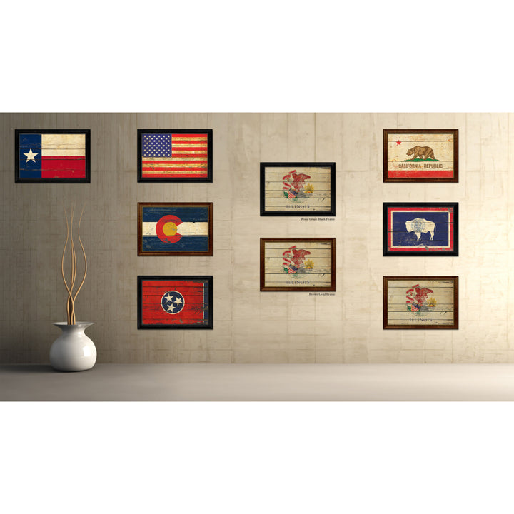 Illnoise Vintage Flag Canvas Print with Picture Frame Gift Ideas  Wall Art Decoration Image 3
