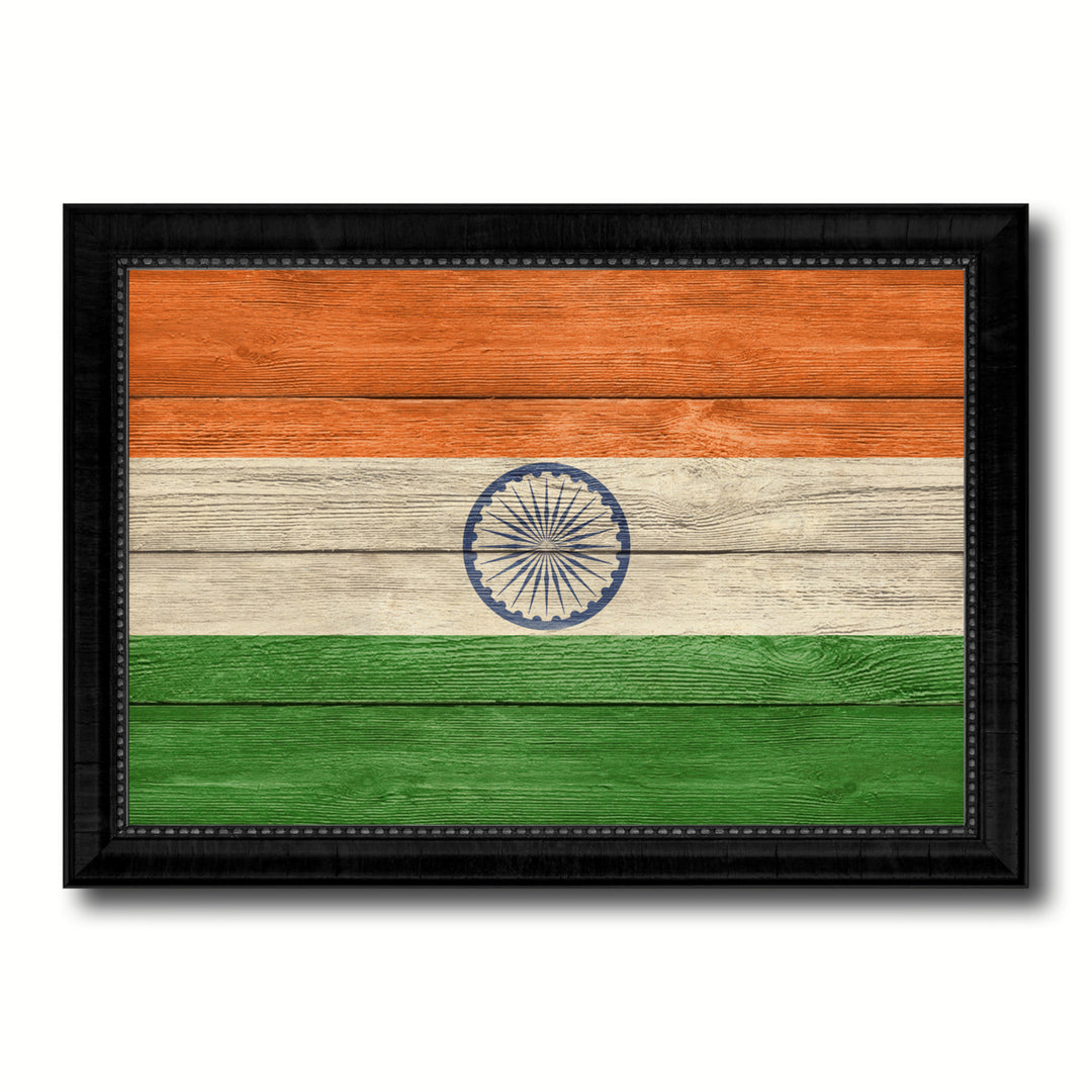 India Country Flag Texture Canvas Print with Picture Frame  Wall Art Gift Ideas Image 1