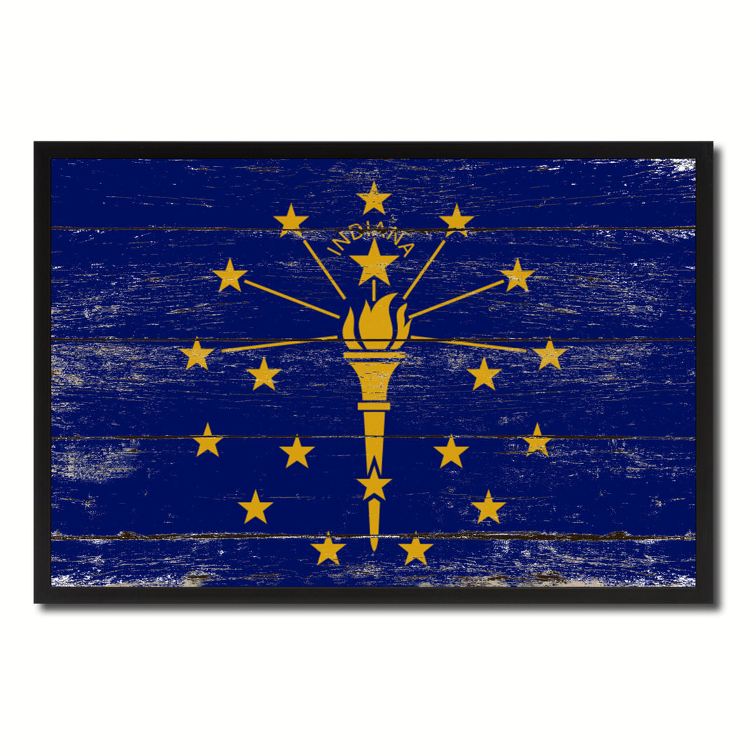Indiana Flag Canvas Print with Picture Frame Gift Ideas  Wall Art Decoration Image 1