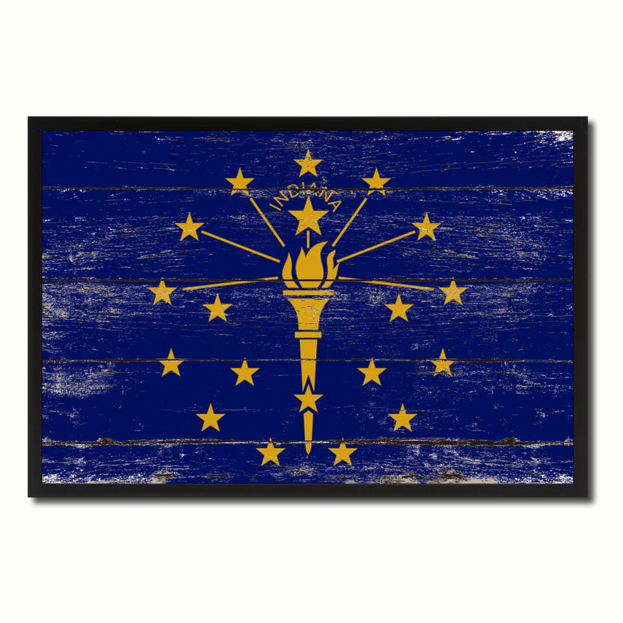 Indiana Flag Canvas Print with Picture Frame Gift Ideas  Wall Art Decoration Image 1