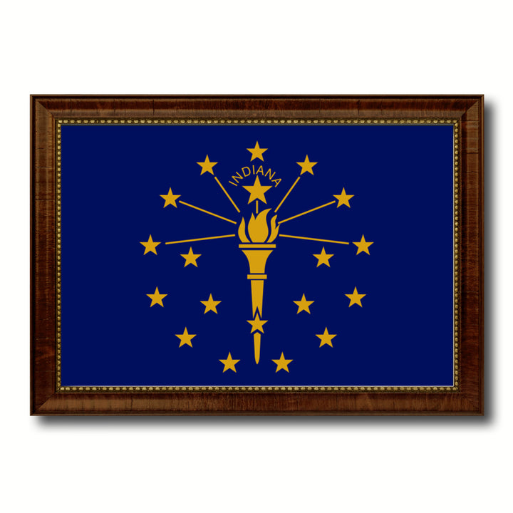 Indiana State Flag Canvas Print with Picture Frame Gift Ideas  Wall Art Decoration Image 1