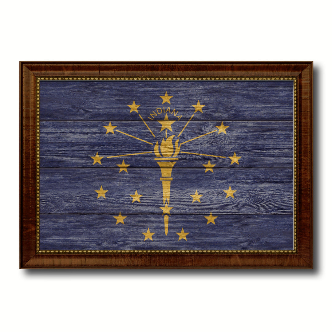 Indiana Texture Flag Canvas Print with Picture Frame Gift Ideas  Wall Art Decoration Image 1