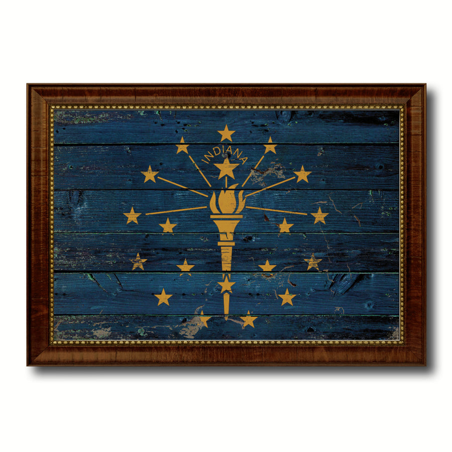 Indiana Vintage Flag Canvas Print with Picture Frame Gift Ideas  Wall Art Decoration Image 1