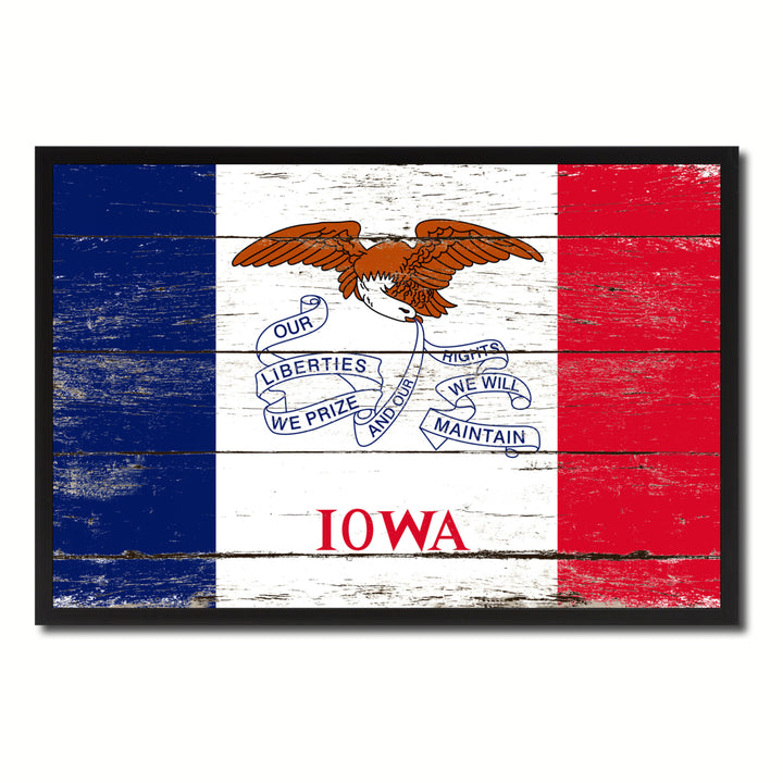 Iowa Flag Canvas Print with Picture Frame Gift Ideas  Wall Art Decoration Image 1