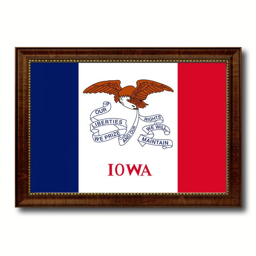 Iowa State Flag Canvas Print with Picture Frame Gift Ideas  Wall Art Decoration Image 1