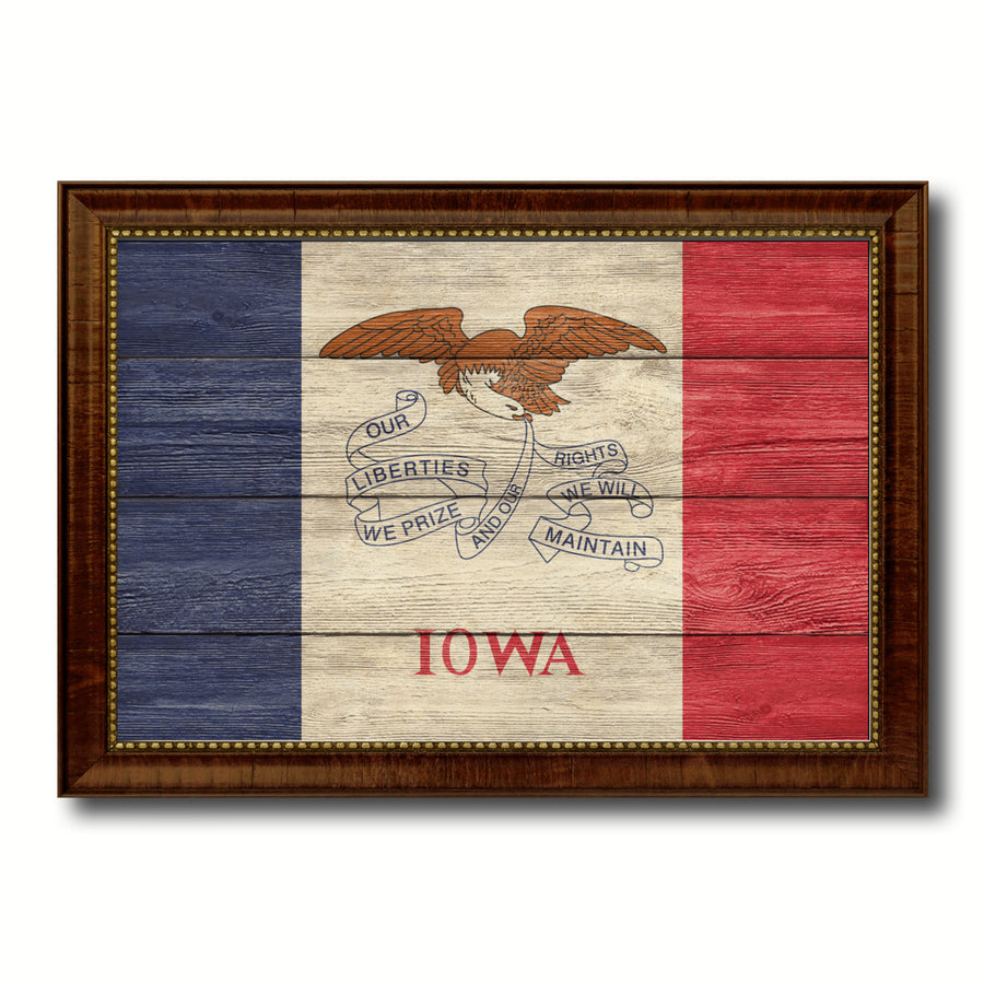 Iowa Texture Flag Canvas Print with Picture Frame Gift Ideas  Wall Art Decoration Image 1