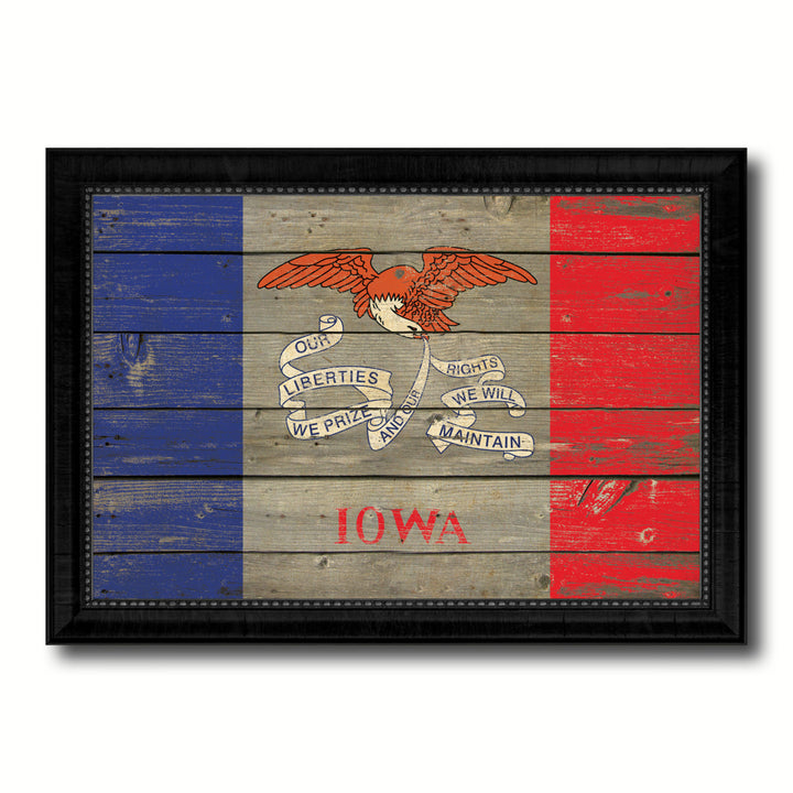 Iowa Vintage Flag Canvas Print with Picture Frame  Wall Art Gift Image 1