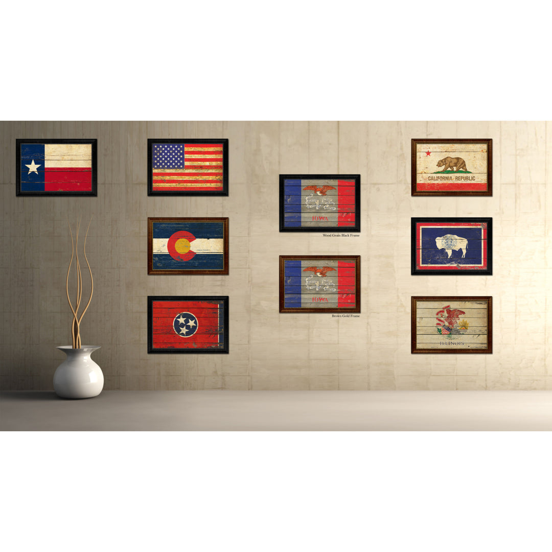 Iowa Vintage Flag Canvas Print with Picture Frame  Wall Art Gift Image 3