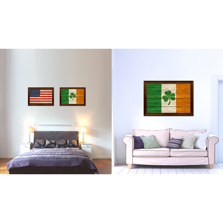 Ireland Saint Patrick Military Textured Flag Canvas Print with Picture Frame  Wall Art Gifts Image 2