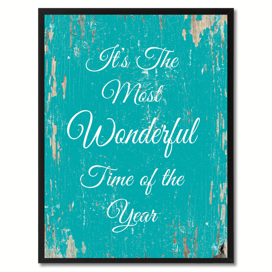 Its The Most Wonderful Time Of The Year Quote Saying Canvas Print with Picture Frame Gift Ideas  Wall Art 111223 Image 1