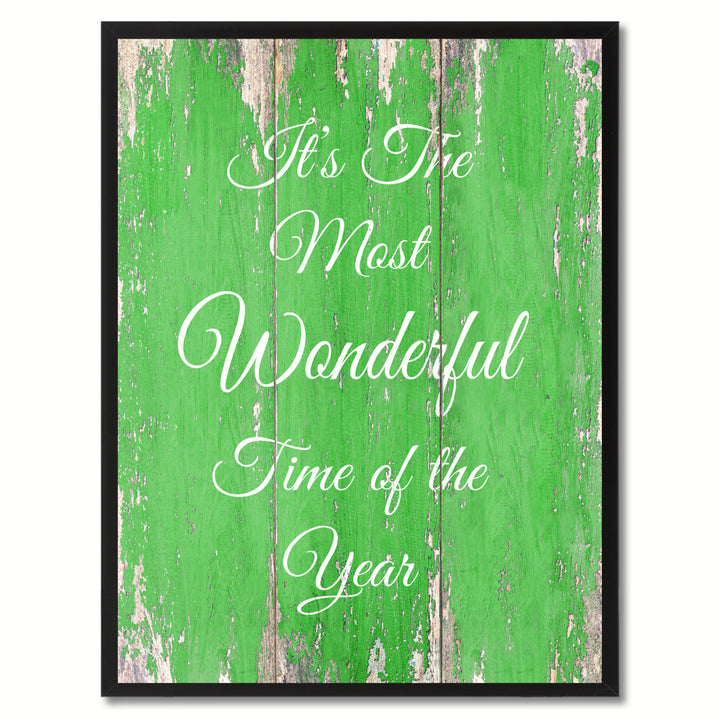Its The Most Wonderful Time Of The Year Quote Saying Canvas Print with Picture Frame Gift Ideas  Wall Art 121298 Image 1