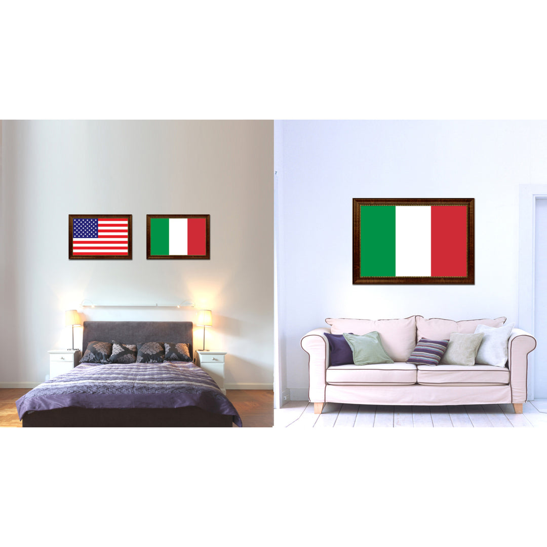 Italy Country Flag Canvas Print with Picture Frame  Gifts Wall Image 2