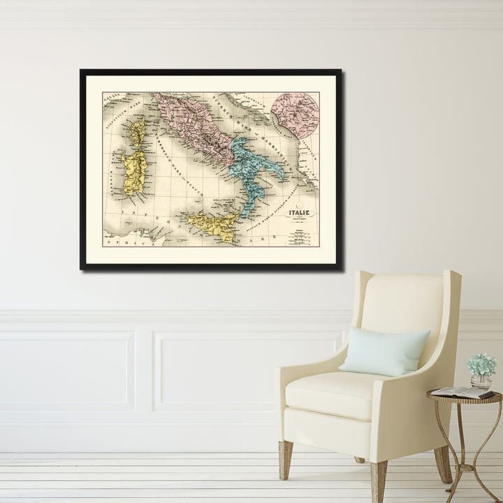 Italy Rome Vintage Antique Map Wall Art  Gift Ideas Canvas Print Custom Picture Frame Image 5