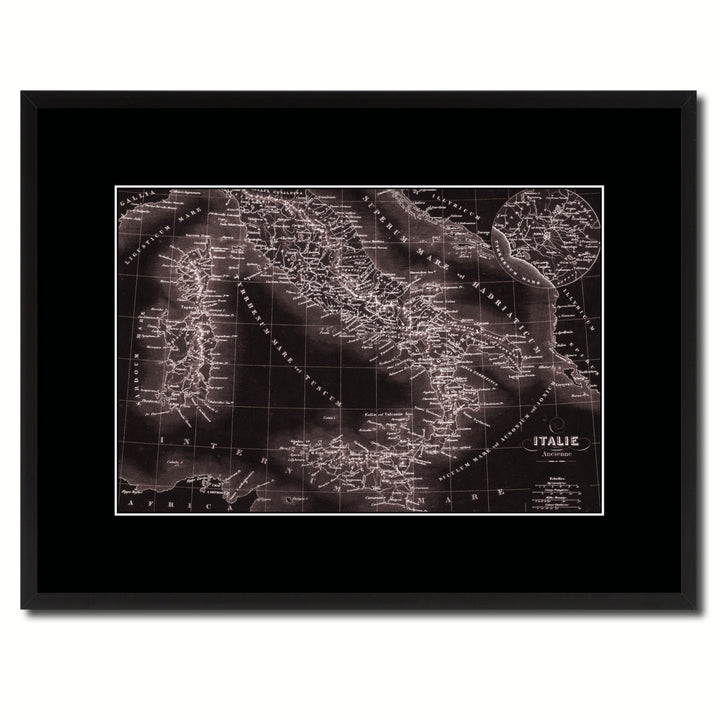 Italy Rome Vintage Vivid Sepia Map Canvas Print with Picture Frame  Wall Art Decoration Gifts Image 1