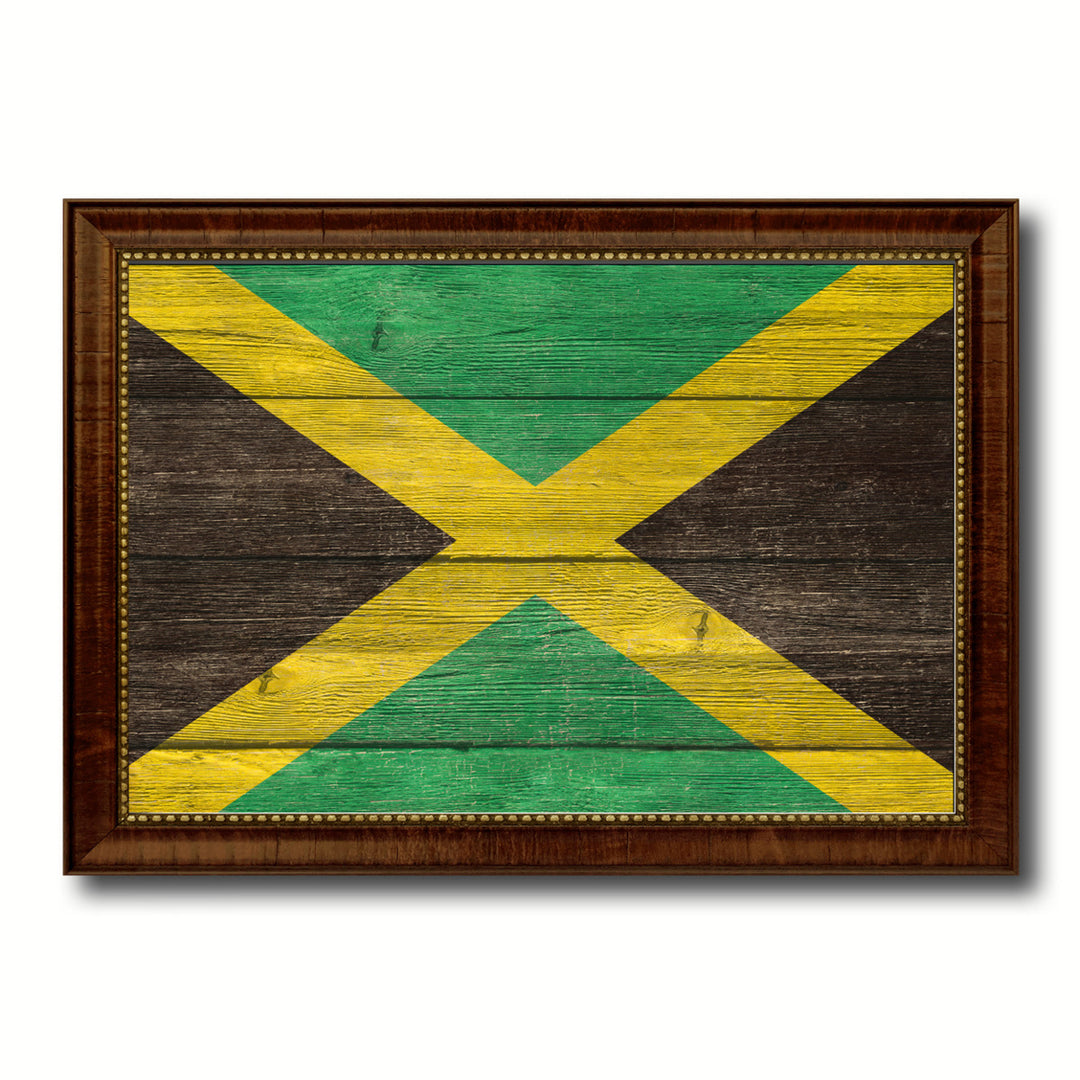 Jamaica Country Flag Texture Canvas Print with Custom Frame  Gift Ideas Wall Decoration Image 1