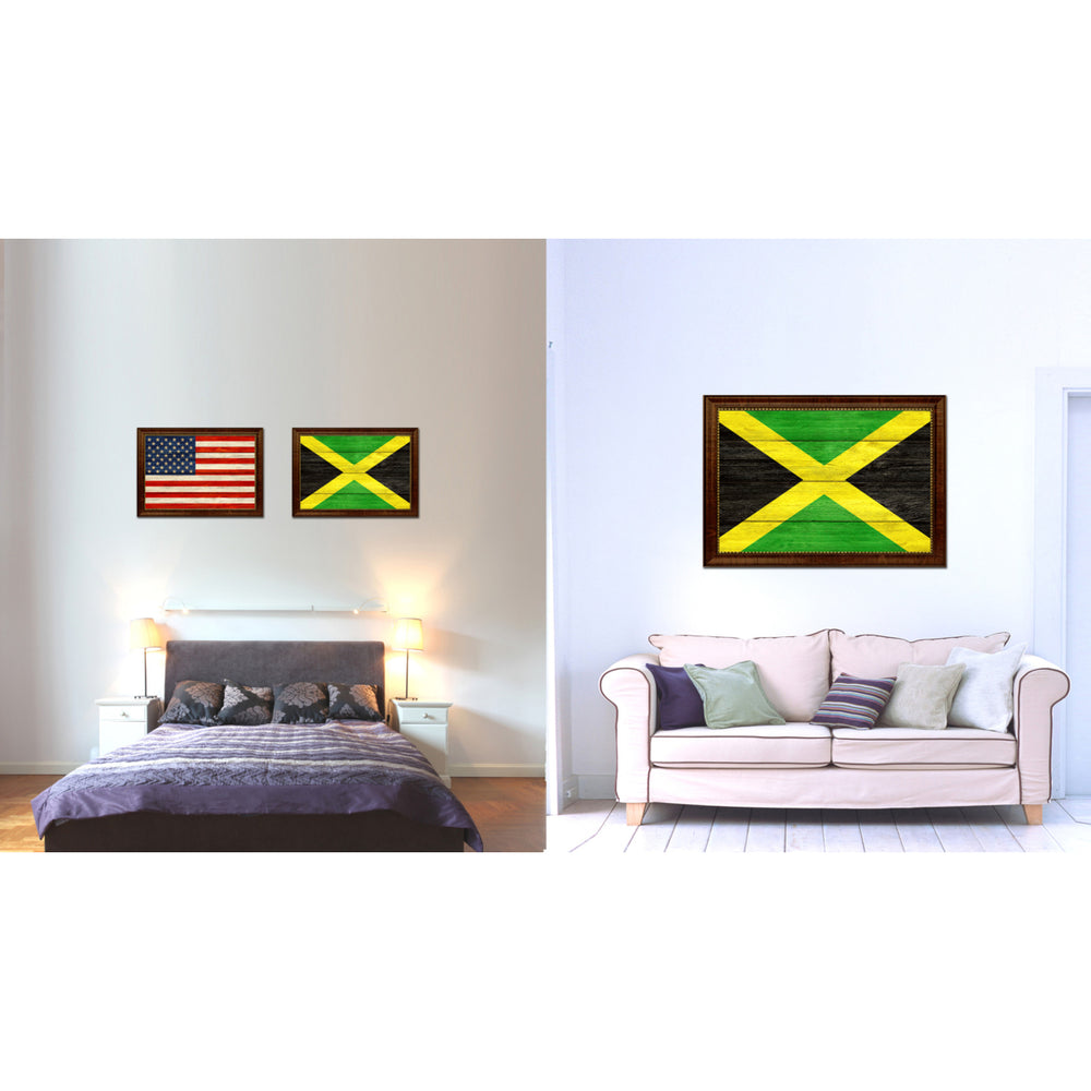 Jamaica Country Flag Texture Canvas Print with Custom Frame  Gift Ideas Wall Decoration Image 2