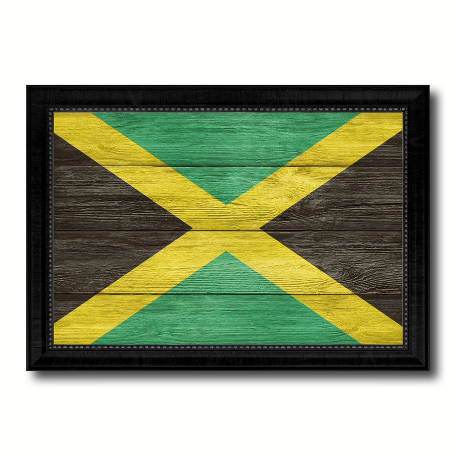 Jamaica Country Flag Texture Canvas Print with Picture Frame  Wall Art Gift Ideas Image 1